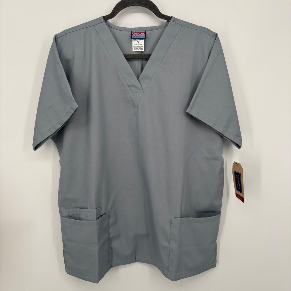 Cherokee Original Workwear V-Neck Scrub Top Gray Size Medium NWT